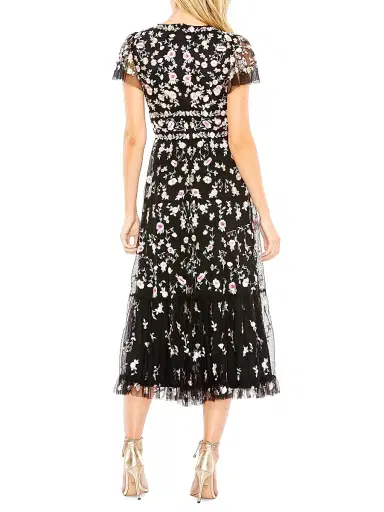 Mac Duggal Women's Floral Midi Dress - Black Multi - Size 22 | Thumbnail 2 Mac Duggal Women's Floral Midi Dress - Black Multi - Size 22 | Thumbnail 2