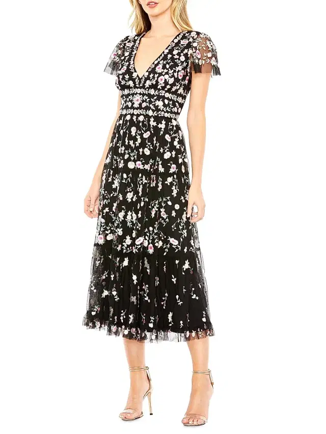 Women's Floral Midi Dress - Black Multi