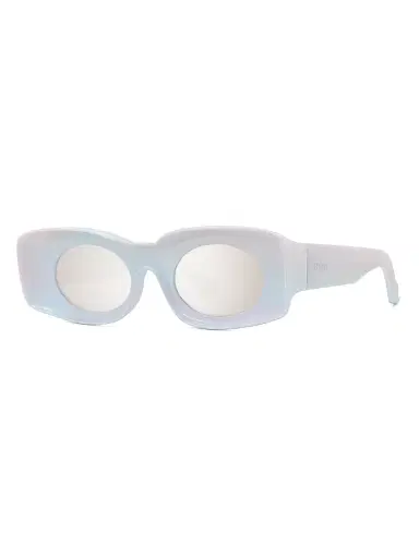 Loewe Women's x Paula's Ibiza 49MM Oval Sunglasses - White Sparkle Grey Mirror | Thumbnail 1 Loewe Women's x Paula's Ibiza 49MM Oval Sunglasses - White Sparkle Grey Mirror | Thumbnail 1