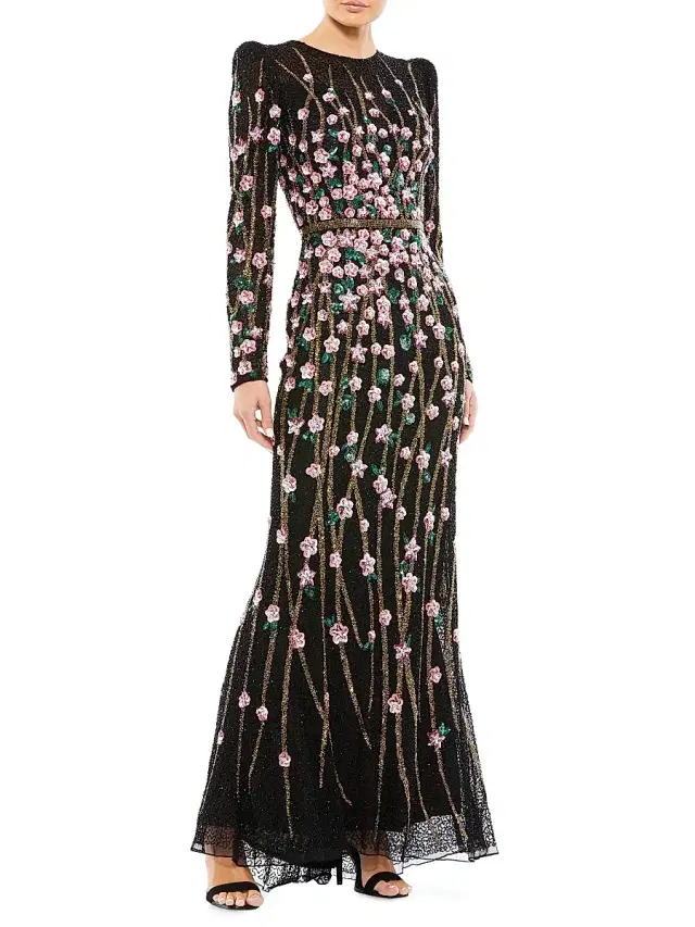 Mac Duggal Women's Beaded A-Line Gown - Black Multi