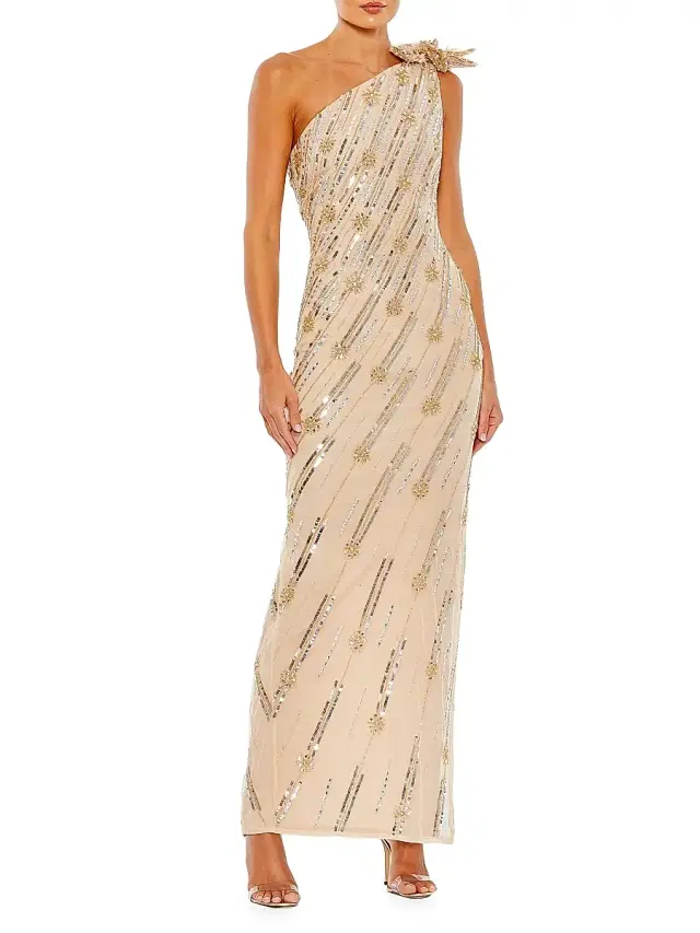Mac Duggal Women's Embellished One-Shoulder Column Gown - Gold