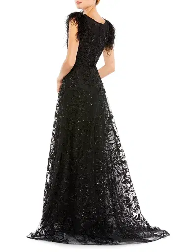Mac Duggal Women's Feathered A-Line Gown | Thumbnail 3