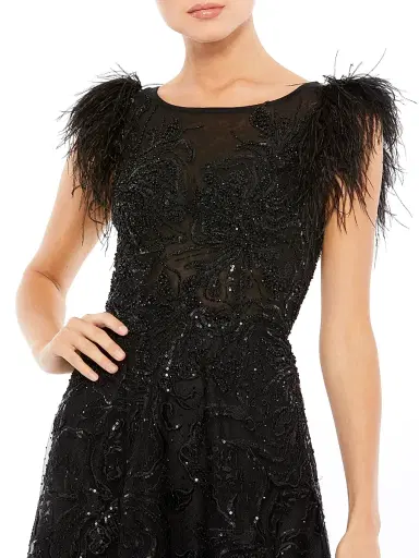 Mac Duggal Women's Feathered A-Line Gown | Thumbnail 4