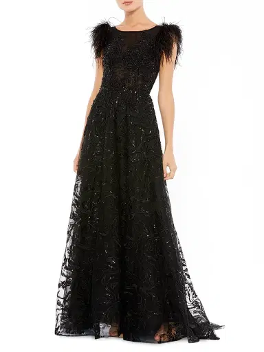Mac Duggal Women's Feathered A-Line Gown | Thumbnail 1