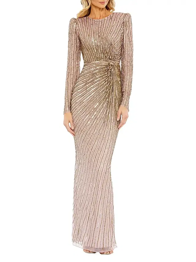 Mac Duggal Women's Embellished Knotted Column Gown - Mocha