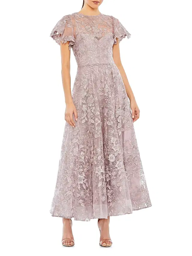Women's Embellished Cape-Sleeve Cocktail Dress - Lilac Women's Embellished Cape-Sleeve Cocktail Dress - Lilac