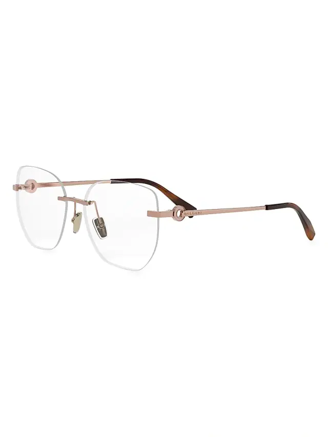 BVLGARI Women's 56MM Geometric Optical Glasses - Rose Gold