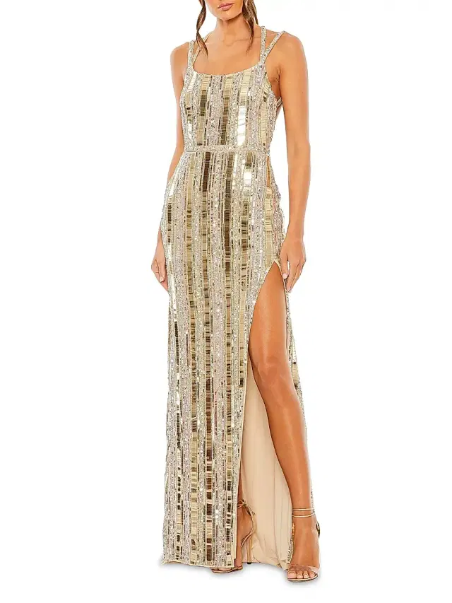 Mac Duggal Women's Bead-Embellished Halter Gown - Silver