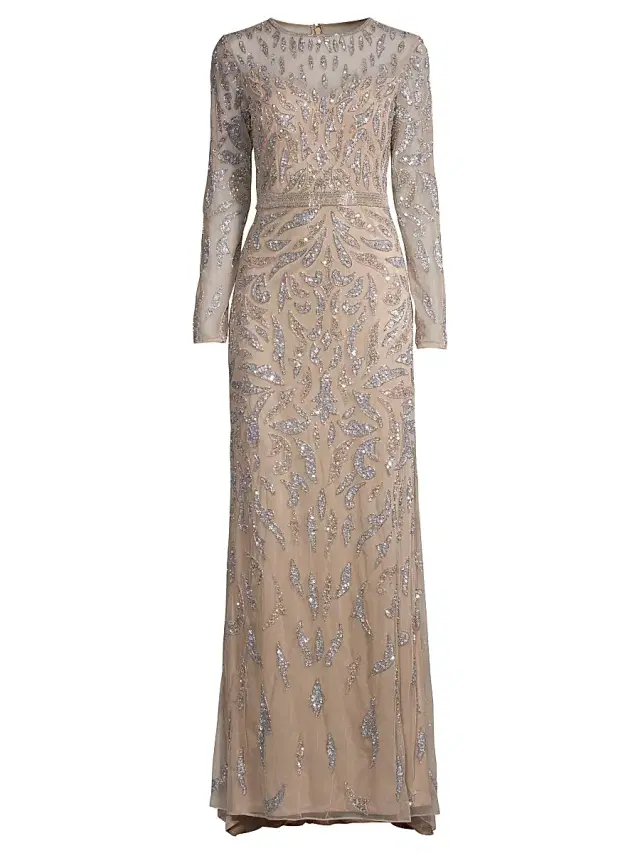 Women's Sequin Column Gown - Mocha