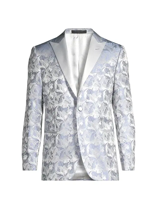 CORNELIANI Men's Jacquard Silk-Blend One-Button Dinner Jacket - Blue