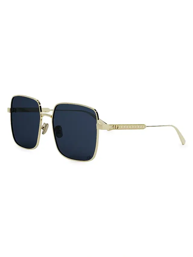 Dior Women's Cannage S1U 59MM Square Sunglasses - Gold Dark Blue