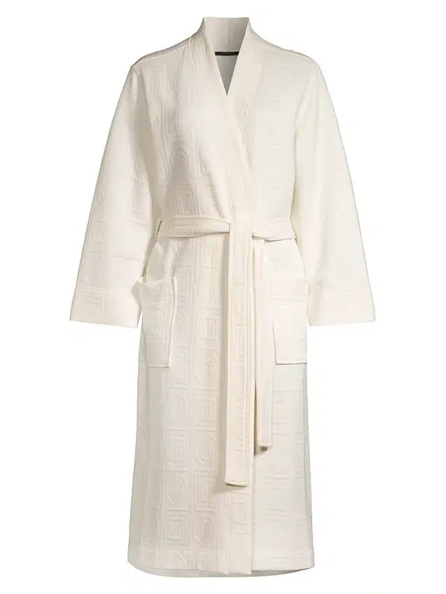Women's Quilted Infinity Jacquard Robe - Cream