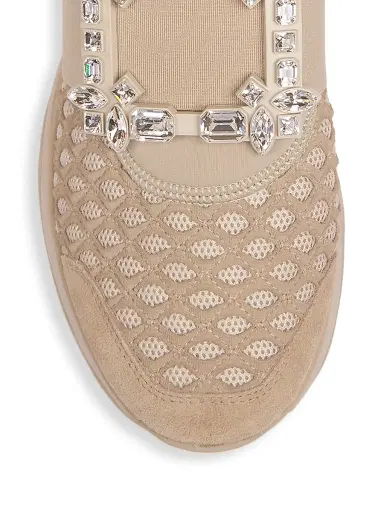 Roger Vivier Women's Viv Run Strass Buckle Sneakers - Beige | Thumbnail 4 Roger Vivier Women's Viv Run Strass Buckle Sneakers - Beige | Thumbnail 4
