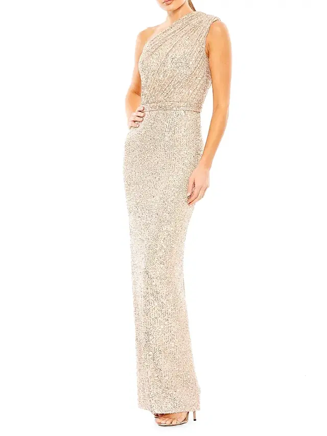 Mac Duggal Women's Sequined Asymmetric Gown - Rose Pink
