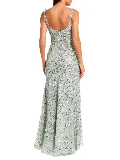 Mac Duggal Women's Sleeveless Sequined Slip Gown - Sage - Size 12 | Thumbnail 3