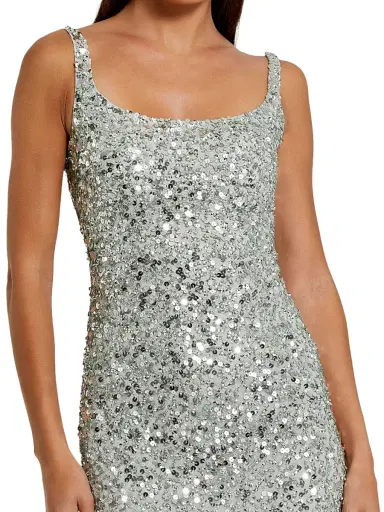 Mac Duggal Women's Sleeveless Sequined Slip Gown - Sage - Size 12 | Thumbnail 4