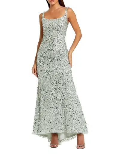 Mac Duggal Women's Sleeveless Sequined Slip Gown - Sage - Size 12 | Thumbnail 1