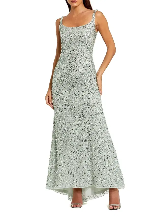Mac Duggal Women's Sleeveless Sequined Slip Gown - Sage