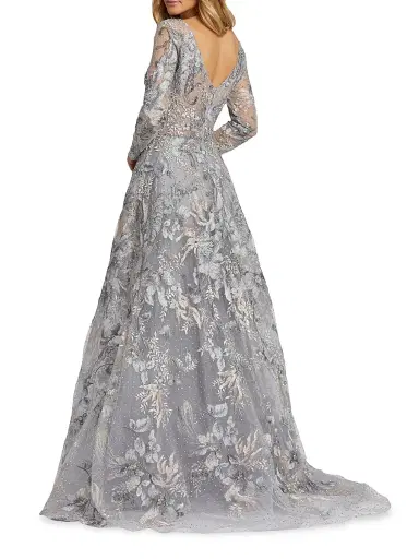 Mac Duggal Women's Lace A-Line Gown - Gray Multi | Thumbnail 3