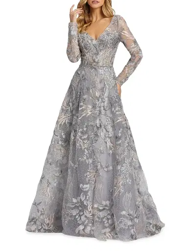 Mac Duggal Women's Lace A-Line Gown - Gray Multi | Thumbnail 1