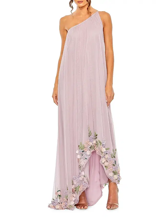 Mac Duggal Women's Mac Asymmetric Floral Chiffon High-Low Gown - Orchid Multi