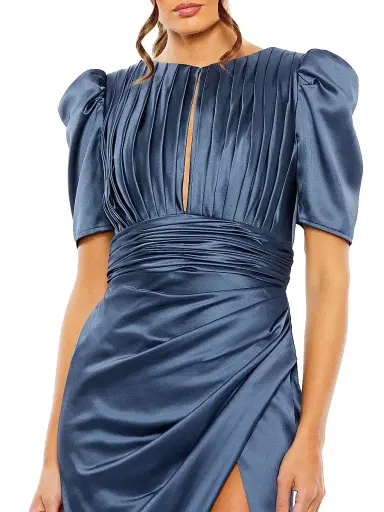 Mac Duggal Women's Satom Puff-Sleeve Draped Gown - Midnight | Thumbnail 3