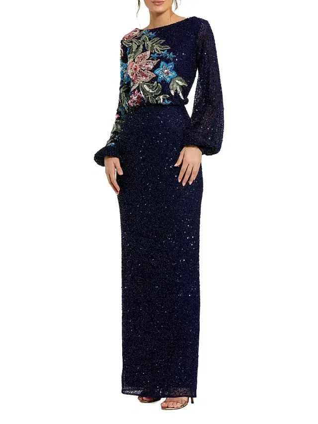 Mac Duggal Women's Floral Emellished Gown - Midnight