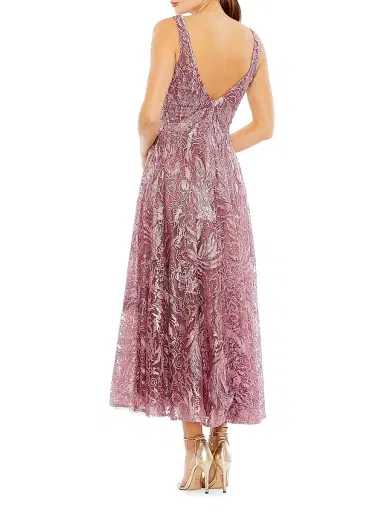 Mac Duggal Women's Floral Embellished V-Neck Gown - Mauve | Thumbnail 2 Mac Duggal Women's Floral Embellished V-Neck Gown - Mauve | Thumbnail 2