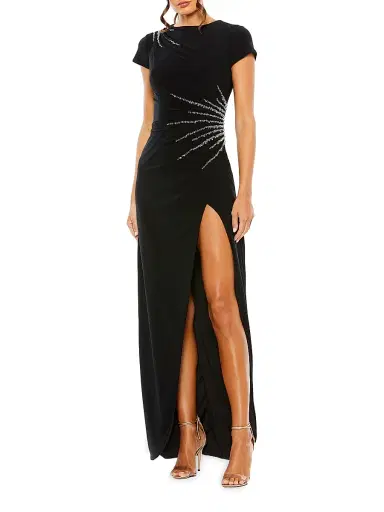 Mac Duggal Women's Ieena Beaded Cap-Sleeve Gown | Thumbnail 1 Mac Duggal Women's Ieena Beaded Cap-Sleeve Gown | Thumbnail 1