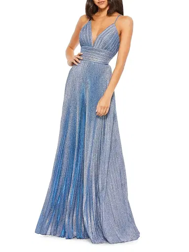 Mac Duggal Women's Ieena Pleated Shimmer Gown | Thumbnail 1 Mac Duggal Women's Ieena Pleated Shimmer Gown | Thumbnail 1