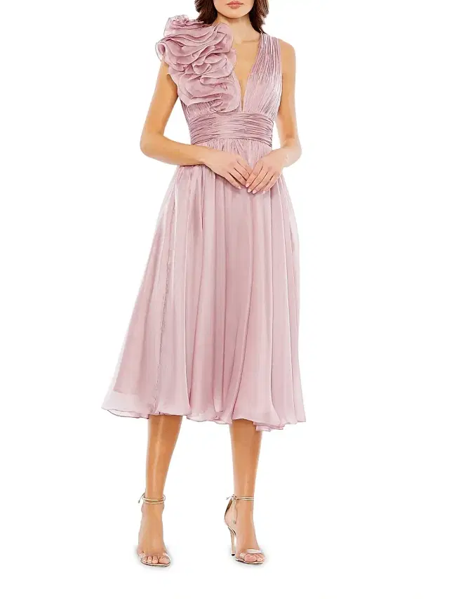 Mac Duggal Women's Chiffon Sleeveless Fit & Flare Midi-Dress - Rose