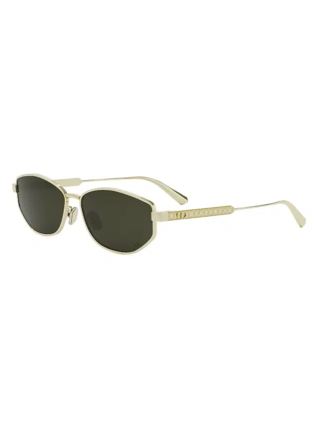 Dior Women's Cannage B1U 57MM Oval Sunglasses - Dark Green Gold