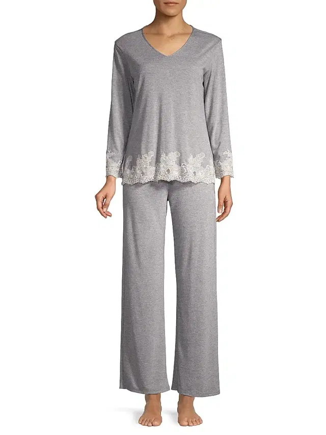 Women's Luxe Shangri La Two-Piece Pajama Set - Grey
