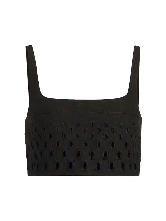 A.L.C. Women's Sky Eyelet Linen Crop Top - Black