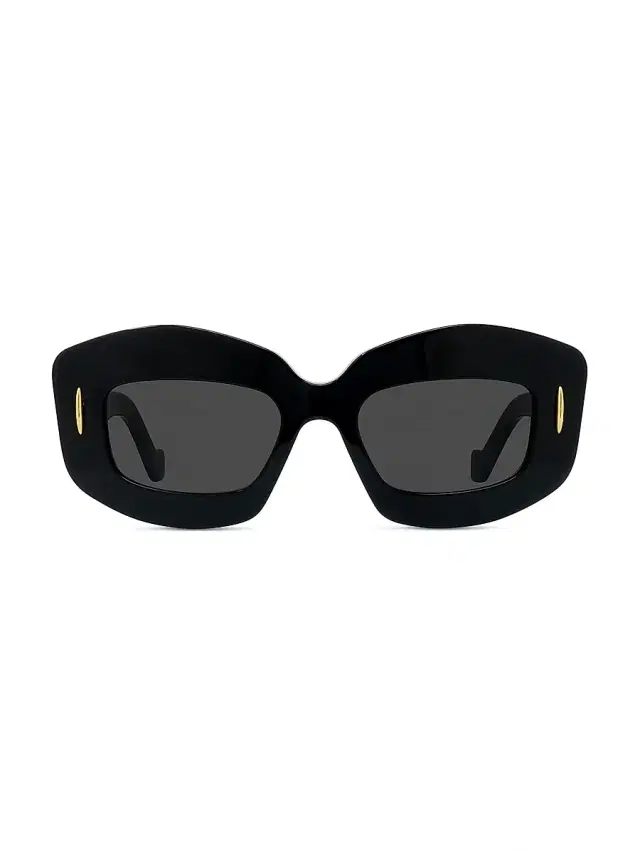 LOEWE Women's Chunky Anagram 49MM Rectangular Sunglasses - Black