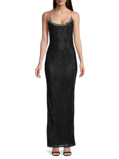 Mac Duggal Women's Beaded Column Gown - Black | Thumbnail 3