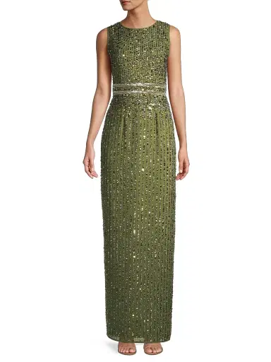 Mac Duggal Women's Beaded Column Gown - Olive - Size 4 | Thumbnail 2