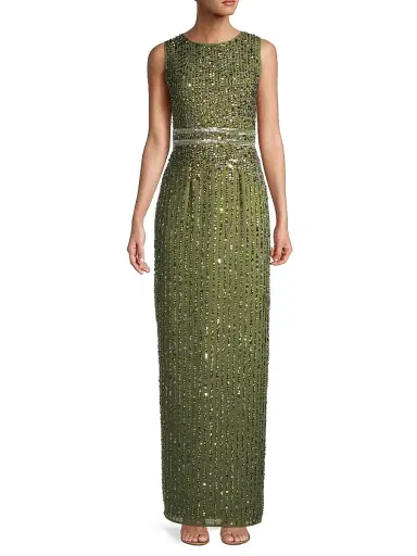 Mac Duggal Women's Beaded Column Gown - Olive - Size 4 | Thumbnail 3