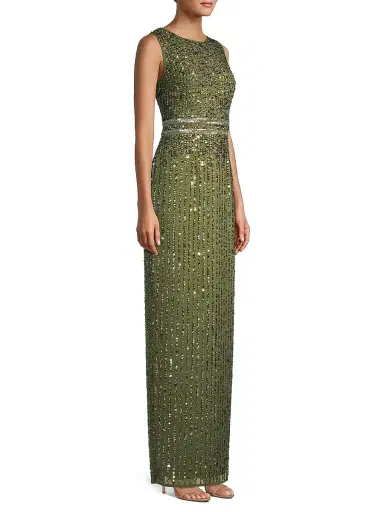 Mac Duggal Women's Beaded Column Gown - Olive - Size 4 | Thumbnail 4