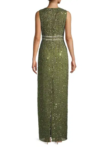 Mac Duggal Women's Beaded Column Gown - Olive - Size 4 | Thumbnail 5