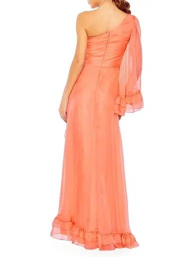 Mac Duggal Women's Ieena One-Shoulder Ruffled Gown - Light Coral | Thumbnail 3 Mac Duggal Women's Ieena One-Shoulder Ruffled Gown - Light Coral | Thumbnail 3