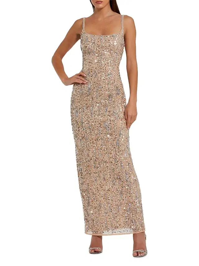 Mac Duggal Women's Beaded Gown - Beige Silver