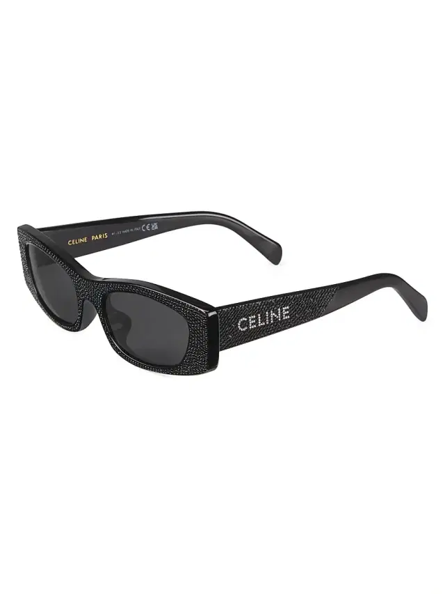 Women's 55MM Rectangular Sunglasses - Shiny Black