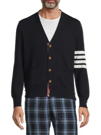 Thom Browne Men's Milano 4-Bar Cotton Cardigan - Navy - Size Large | Thumbnail 3 Thom Browne Men's Milano 4-Bar Cotton Cardigan - Navy - Size Large | Thumbnail 3