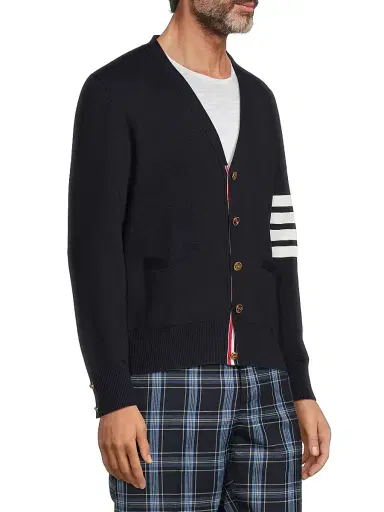 Thom Browne Men's Milano 4-Bar Cotton Cardigan - Navy - Size Large | Thumbnail 4 Thom Browne Men's Milano 4-Bar Cotton Cardigan - Navy - Size Large | Thumbnail 4