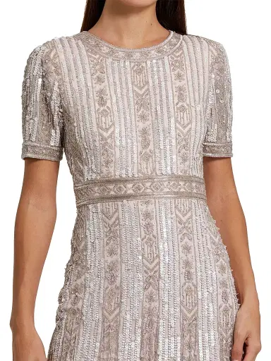 Mac Duggal Women's Cocktail Geometric Beaded Midi-Dress - Blush - Size 16 | Thumbnail 4 Mac Duggal Women's Cocktail Geometric Beaded Midi-Dress - Blush - Size 16 | Thumbnail 4