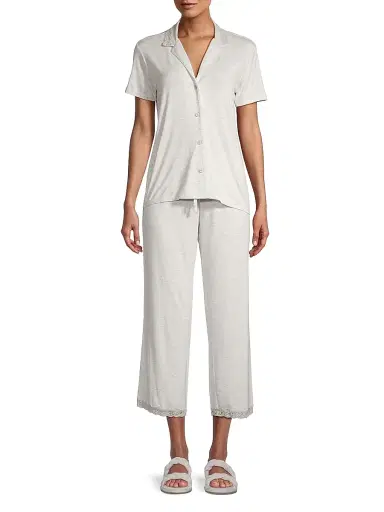 Natori Women's Feathers Essentials Pajama Set - Pebble - Size XL | Thumbnail 3 Natori Women's Feathers Essentials Pajama Set - Pebble - Size XL | Thumbnail 3