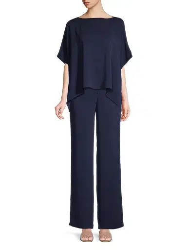 Natori Women's Stretch Crepe Wide-Leg Trousers - Midnight - Size 10 | Thumbnail 2 Natori Women's Stretch Crepe Wide-Leg Trousers - Midnight - Size 10 | Thumbnail 2