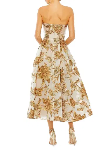 Mac Duggal Women's Strapless Brocade Midi-Dress - Bronze | Thumbnail 2