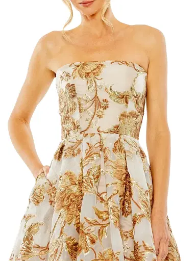 Mac Duggal Women's Strapless Brocade Midi-Dress - Bronze | Thumbnail 3
